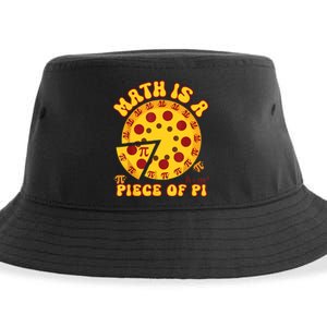 Funny Retro Math Is A Piece Of Pi Teacher Pi Day 3.14 Pie Sustainable Bucket Hat