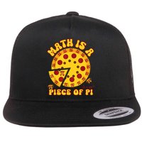 Funny Retro Math Is A Piece Of Pi Teacher Pi Day 3.14 Pie Flat Bill Trucker Hat