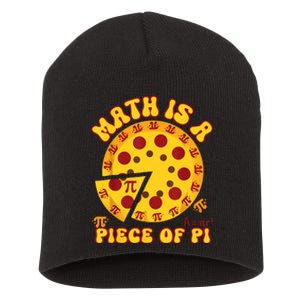 Funny Retro Math Is A Piece Of Pi Teacher Pi Day 3.14 Pie Short Acrylic Beanie