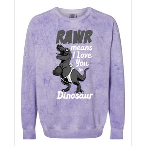 Funny Rawr Means I Love You In Dinosaur Gift Gift Colorblast Crewneck Sweatshirt