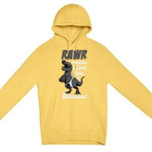 Funny Rawr Means I Love You In Dinosaur Gift Gift Premium Pullover Hoodie