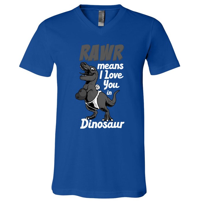 Funny Rawr Means I Love You In Dinosaur Gift Gift V-Neck T-Shirt