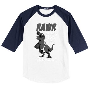 Funny Rawr Means I Love You In Dinosaur Gift Gift Baseball Sleeve Shirt