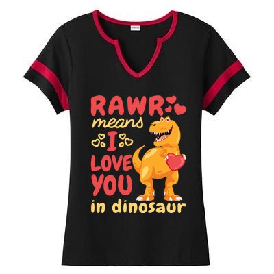 Funny Rawr Means I Love You In Dinosaur Gift Meaningful Gift Ladies Halftime Notch Neck Tee