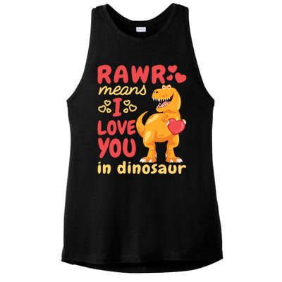 Funny Rawr Means I Love You In Dinosaur Gift Meaningful Gift Ladies PosiCharge Tri-Blend Wicking Tank