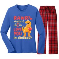 Funny Rawr Means I Love You In Dinosaur Gift Meaningful Gift Women's Long Sleeve Flannel Pajama Set 