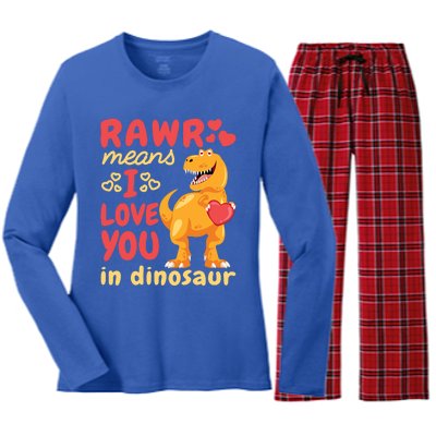 Funny Rawr Means I Love You In Dinosaur Gift Meaningful Gift Women's Long Sleeve Flannel Pajama Set 