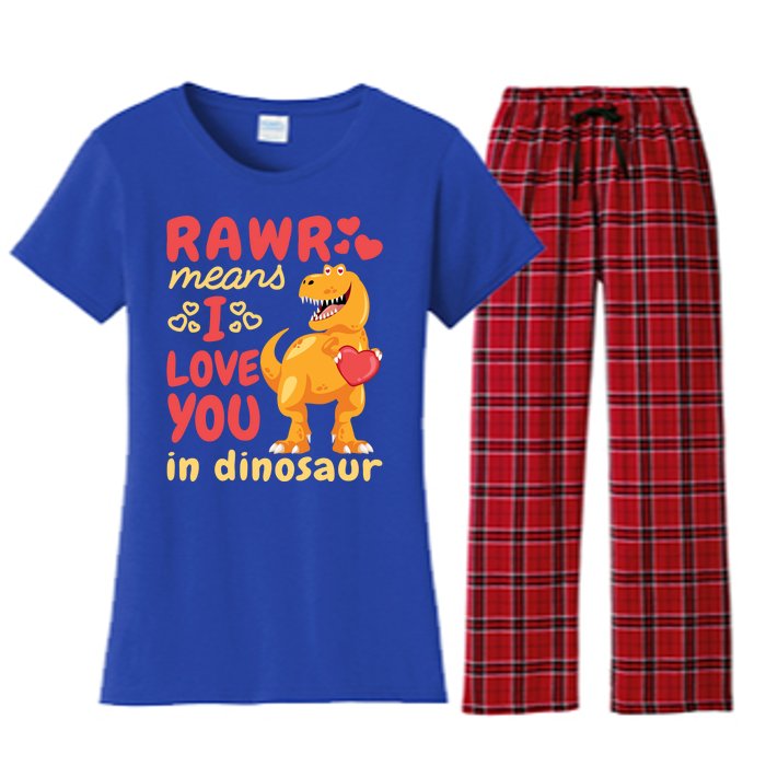 Funny Rawr Means I Love You In Dinosaur Gift Meaningful Gift Women's Flannel Pajama Set