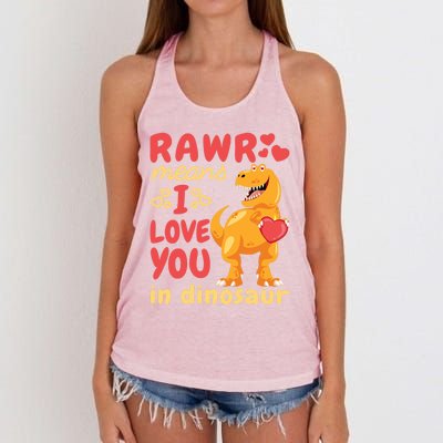 Funny Rawr Means I Love You In Dinosaur Gift Meaningful Gift Women's Knotted Racerback Tank