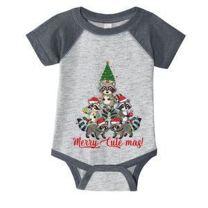 Funny Racoon Merry Cutemas Racoon Family Christmas Pajamas Long Sleeve Infant Baby Jersey Bodysuit