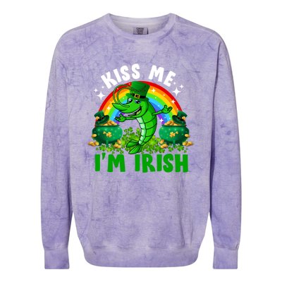 Funny Rainbow Me I’m Irish Shrimp Fish St Patrick’s Day Gift Colorblast Crewneck Sweatshirt