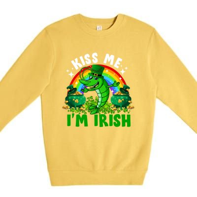 Funny Rainbow Me I’m Irish Shrimp Fish St Patrick’s Day Gift Premium Crewneck Sweatshirt