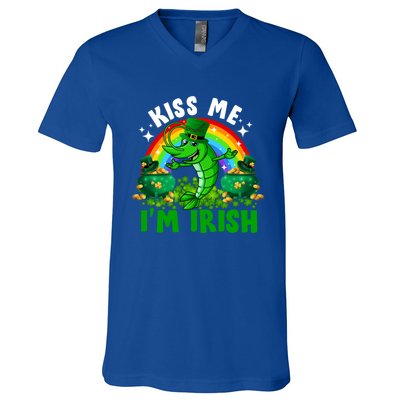 Funny Rainbow Me I’m Irish Shrimp Fish St Patrick’s Day Gift V-Neck T-Shirt