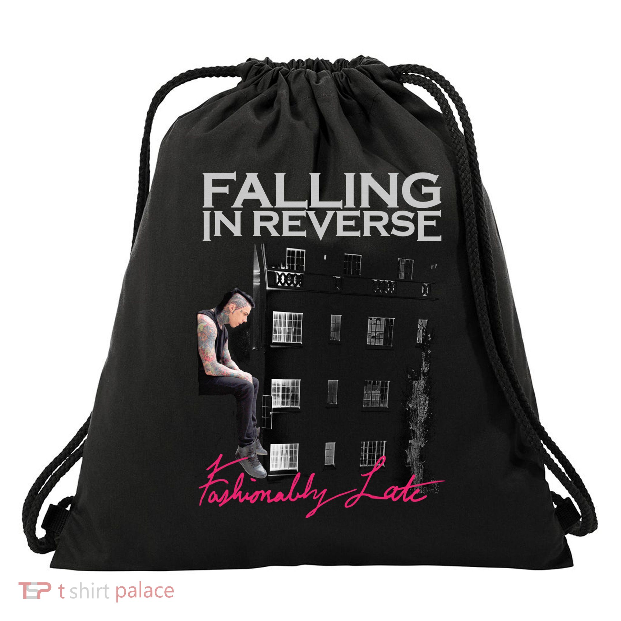 Fallingin Reverse Merchandise Fashionably Late Drawstring Bag