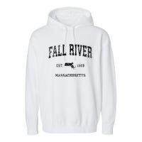 Fall River Massachusetts Ma Vintage Sports Design Black Prin Garment-Dyed Fleece Hoodie