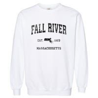 Fall River Massachusetts Ma Vintage Sports Design Black Prin Garment-Dyed Sweatshirt