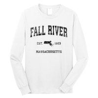 Fall River Massachusetts Ma Vintage Sports Design Black Prin Long Sleeve Shirt