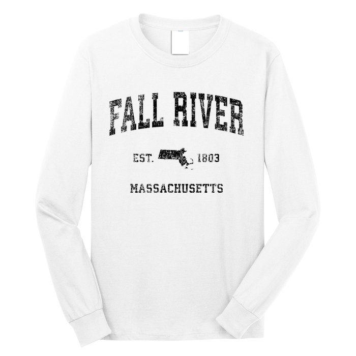 Fall River Massachusetts Ma Vintage Sports Design Black Prin Long Sleeve Shirt