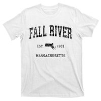 Fall River Massachusetts Ma Vintage Sports Design Black Prin T-Shirt