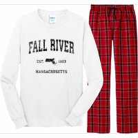 Fall River Massachusetts Ma Vintage Sports Design Black Prin Long Sleeve Pajama Set