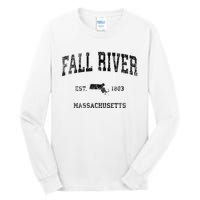 Fall River Massachusetts Ma Vintage Sports Design Black Prin Tall Long Sleeve T-Shirt