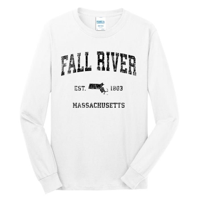 Fall River Massachusetts Ma Vintage Sports Design Black Prin Tall Long Sleeve T-Shirt