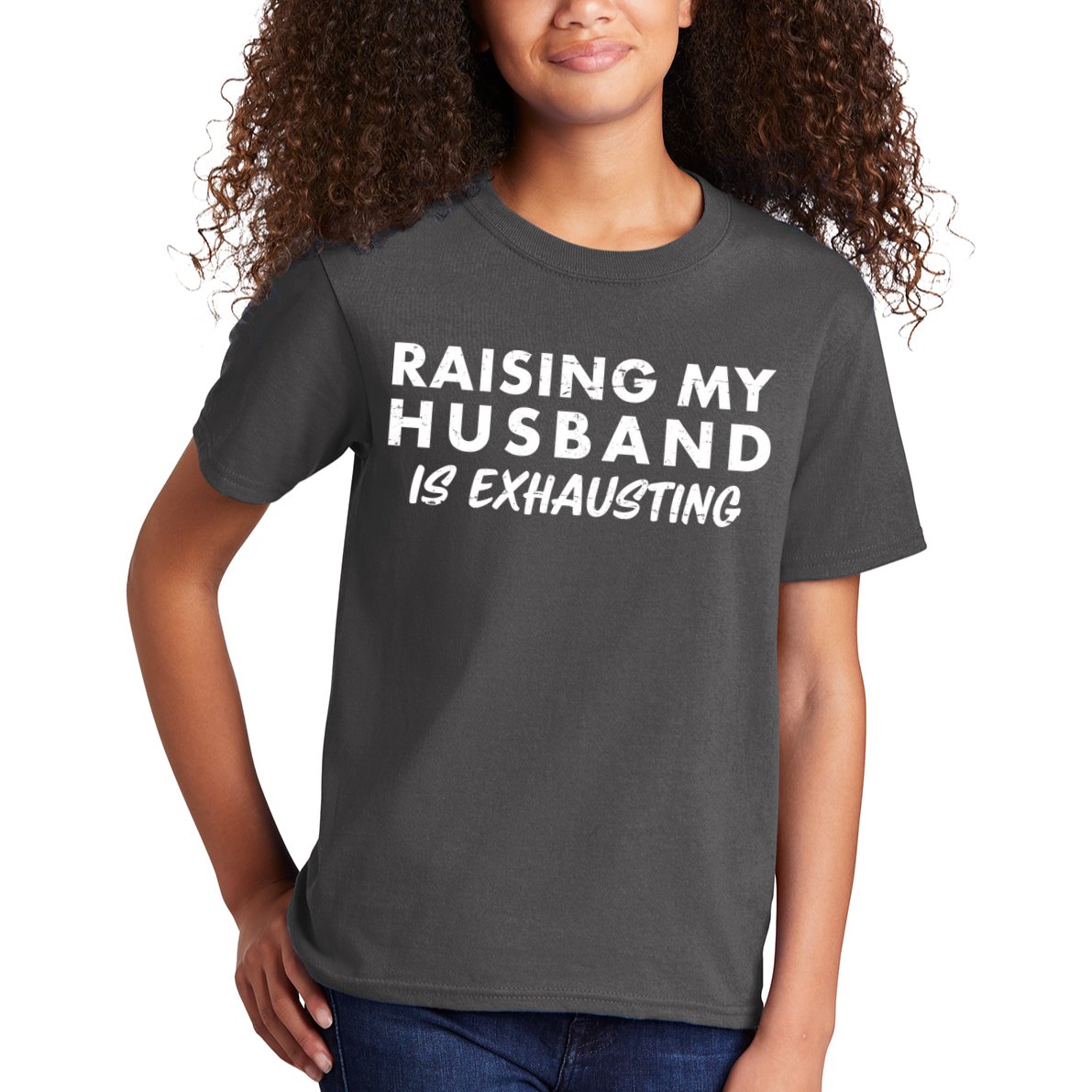 Funny Raising My Husband Is Exhausting Kids T-Shirt