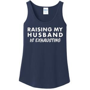 Funny Raising My Husband Is Exhausting Ladies Essential Tank