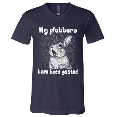 Funny Rabbit My Flabbers Have Been Gasted Retro Graphic Cute V-Neck T-Shirt