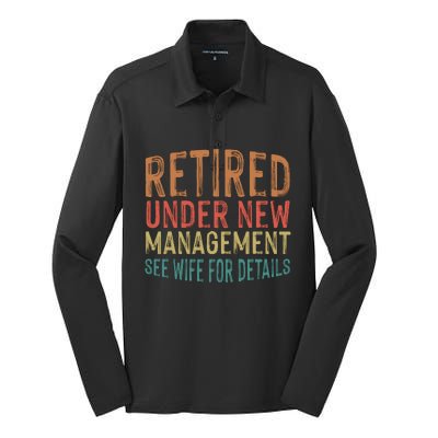 Funny Retirement Men Dad Retiring Party Humor Lovers T Silk Touch Performance Long Sleeve Polo