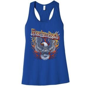 Freedom Rock Motorcycle Usa Eagle 4th July Retro Concert Gift Women's Racerback Tank