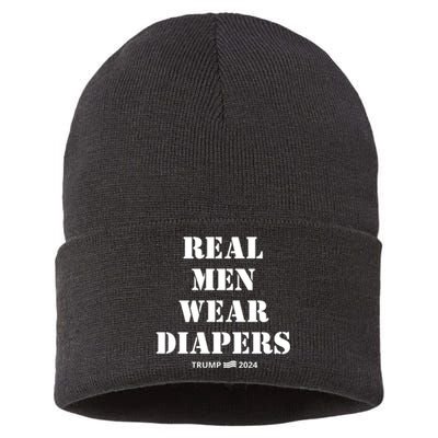 Funny Real M.E.N Wear Diapers Trump 2024 Sustainable Knit Beanie