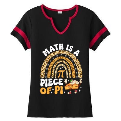 Funny Rainbow Math Is A Piece Of Pi Teacher Pi Day 3.14 Pie Ladies Halftime Notch Neck Tee