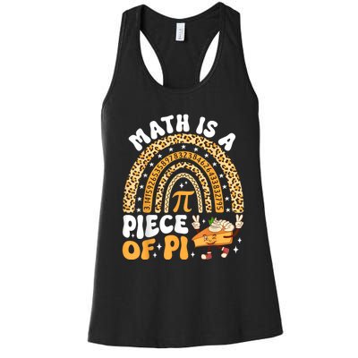 Funny Rainbow Math Is A Piece Of Pi Teacher Pi Day 3.14 Pie Women's Racerback Tank