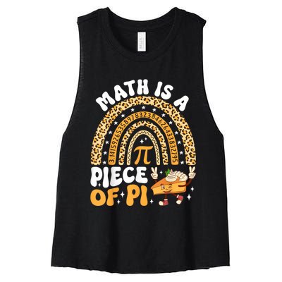 Funny Rainbow Math Is A Piece Of Pi Teacher Pi Day 3.14 Pie Women's Racerback Cropped Tank