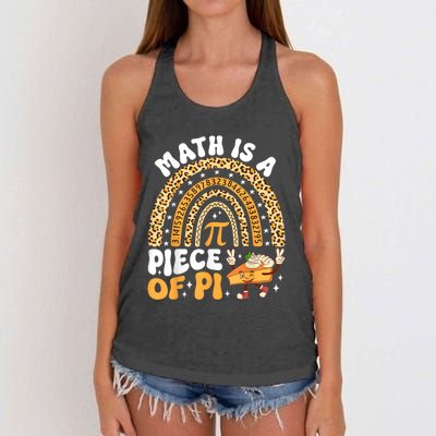 Funny Rainbow Math Is A Piece Of Pi Teacher Pi Day 3.14 Pie Women's Knotted Racerback Tank