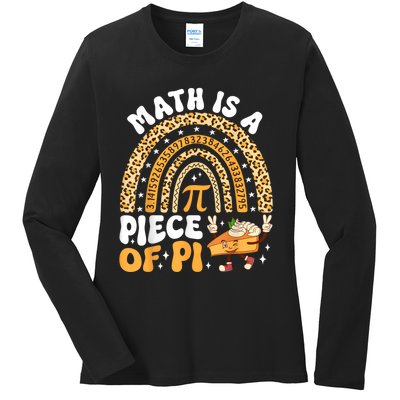 Funny Rainbow Math Is A Piece Of Pi Teacher Pi Day 3.14 Pie Ladies Long Sleeve Shirt