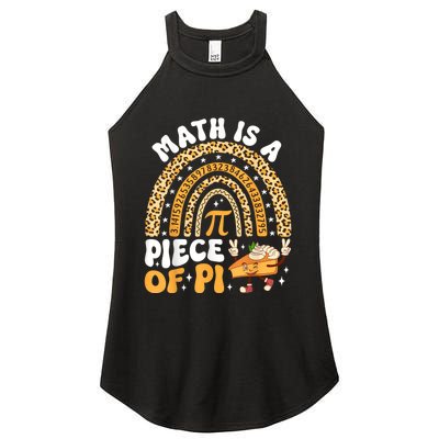 Funny Rainbow Math Is A Piece Of Pi Teacher Pi Day 3.14 Pie Women's Perfect Tri Rocker Tank