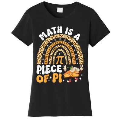 Funny Rainbow Math Is A Piece Of Pi Teacher Pi Day 3.14 Pie Women's T-Shirt