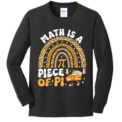 Funny Rainbow Math Is A Piece Of Pi Teacher Pi Day 3.14 Pie Kids Long Sleeve Shirt