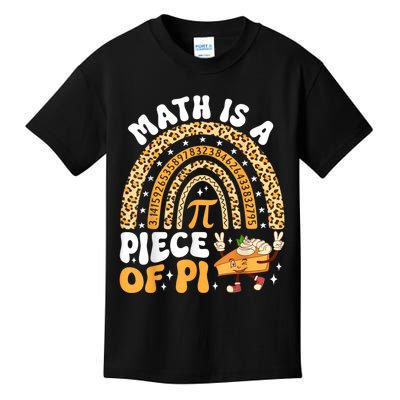 Funny Rainbow Math Is A Piece Of Pi Teacher Pi Day 3.14 Pie Kids T-Shirt