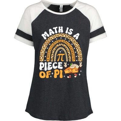 Funny Rainbow Math Is A Piece Of Pi Teacher Pi Day 3.14 Pie Enza Ladies Jersey Colorblock Tee