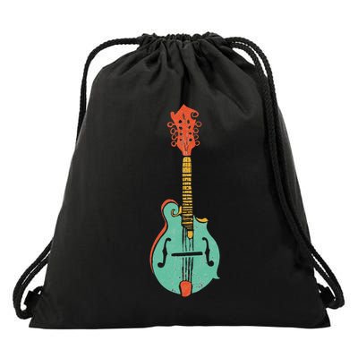 Funky Retro Mandolin Minimalist String Instrument Drawstring Bag