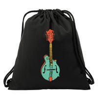 Funky Retro Mandolin Minimalist String Instrument Drawstring Bag