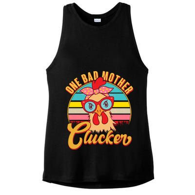 Funny Retro Mothers Day One Bad Mother Clucker Chicken Ladies PosiCharge Tri-Blend Wicking Tank