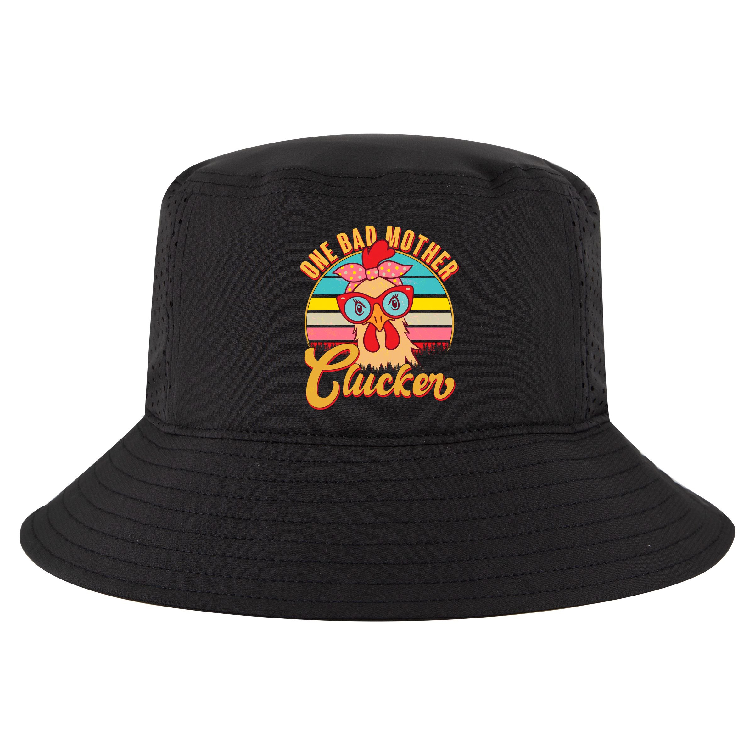 Funny Retro Mothers Day One Bad Mother Clucker Chicken Cool Comfort Performance Bucket Hat