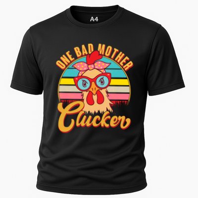 Funny Retro Mothers Day One Bad Mother Clucker Chicken Performance Shirt