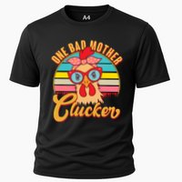 Funny Retro Mothers Day One Bad Mother Clucker Chicken Performance Shirt