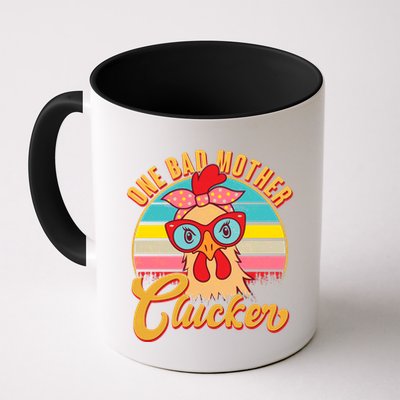 Funny Retro Mothers Day One Bad Mother Clucker Chicken Mug