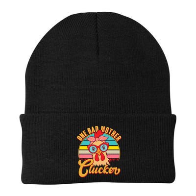 Funny Retro Mothers Day One Bad Mother Clucker Chicken Beanie